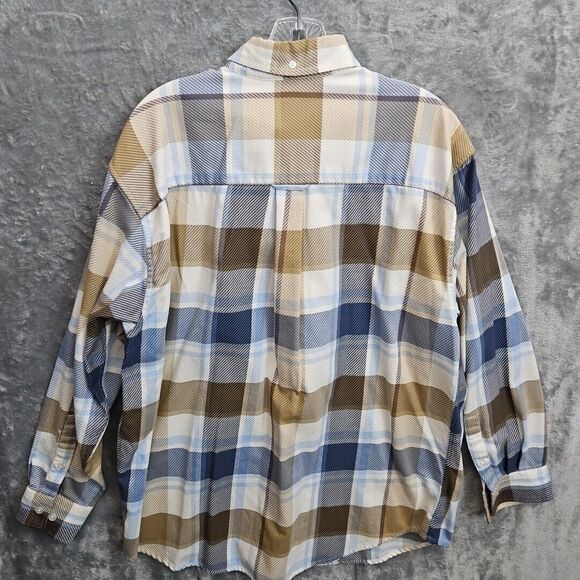 Turnbury Men's shirt sz L 34 blue beige plaid button down casual - Picture 6 of 11